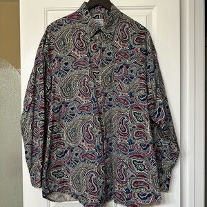 Cambridge Classics Paisley Size XL 100% Cotton Long Sleeve Button Up Shirt